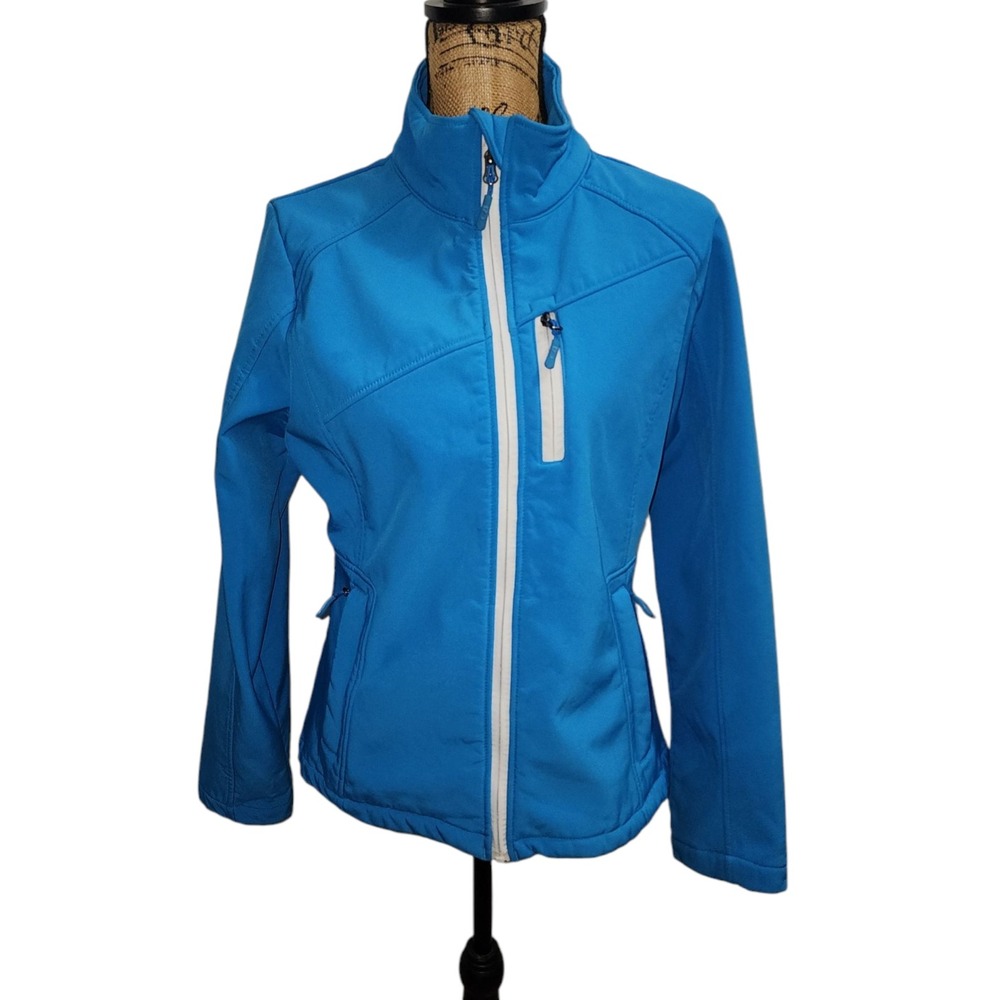 CB Softshell Jacket Full Zip Pockets Athletic Activewear Blue Women's‎ L